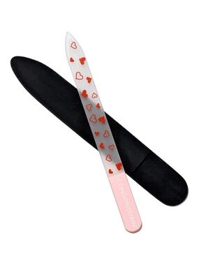 Londontown Inc. Heart Glass Nail File in Clear with Red Hearts Love Valentines